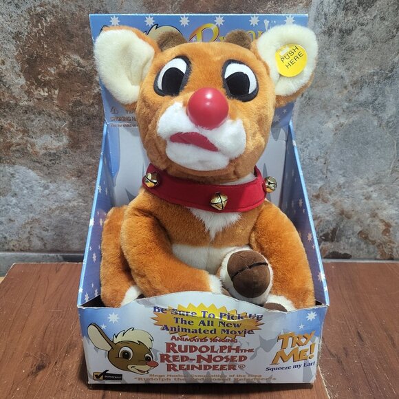 Vintage Gemmy Animated Plush Singing Rudolph The Red Nosed Reindeer 1998 - Picture 1 of 11